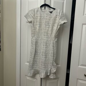 Ann Taylor Cream Ruffled Tiered Mini Dress